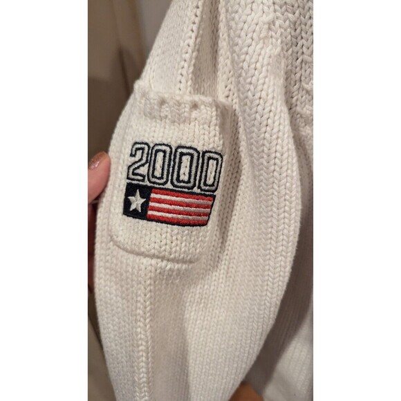 Marsh Landing Cream Cotton Knit Cardigan Sweater 2000 Logo Size M - Picture 2 of 8